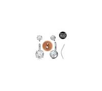 WillTen Piercing per ombelico in titanio, 6/8/10/12/14/16 mm, corto/lungo, in titanio G23, con filettatura interna in zirconia cubica, argento e oro, con cono per la guarigione delle pelli sensibili