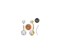 WillTen Piercing per ombelico in titanio, 6/8/10/12/14/16 mm, corto/lungo, in titanio G23, con filettatura interna in zirconia cubica, argento e oro, con cono per la guarigione delle pelli sensibili