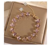 WILLWA Braccialetto di Cristallo Moda Pietra Lucida Perline Elasticità Corda Braccialetti for Gioielli da Donna (Dimensione : 30cm, Color : Purple 2)