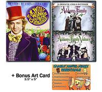 Willy Wonka and the Chocolate Factory + The Addams Family 1 & 2: Triple Feature Movie Collection + Bonus Art Card