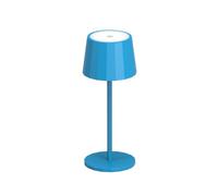 Wilmà Mini Lampada da Tavolo Senza Fili LED Ricaricabile Touch Control Waterproof Impermeabile IP54, Altezza 20 cm Base Anti Ribaltamento, 1000mAh 120 Lumen (Azzurro)