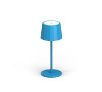 Wilmà Mini Lampada da Tavolo Senza Fili LED Ricaricabile Touch Control Waterproof Impermeabile IP54, Altezza 20 cm Base Anti Ribaltamento, 1000mAh 120 Lumen (Azzurro)