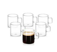 Wilmax - Bicchieri da tè e caffè con manico - Set da 6-160 ml - Bicchieri per bevande calde e fredde - Bicchieri da caffè - Bicchieri da vin brulé - Bicchieri da succo di frutta, acqua