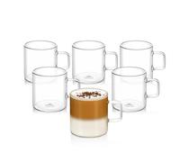 Wilmax | Bicchieri da tè e caffè con manico | Set da 6 | 200 ml | Bicchieri per bevande calde e fredde | Bicchieri da caffè | Bicchieri per vin brulé | Bicchieri per acqua | Bicchieri in vetro |