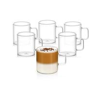 Wilmax - Bicchieri da tè e caffè con manico - Set da 6-320 ml - per bevande calde e fredde - Bicchieri per vin brulé - Bicchieri per succhi di frutta, acqua - Tazze - Lavabili in lavastoviglie