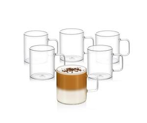 Wilmax Bicchieri da Tè e Caffè con Manico - Set da 6 - 320 ml - per Bevande Calde e Fredde - Bicchieri per Vin Brulé, Succhi di Frutta, Acqua - Tazze Lavabili in Lavastoviglie