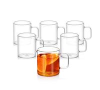 Wilmax - Bicchieri da tè e caffè con manico - Set da 6-400 ml - Bicchieri per bevande calde e fredde - Bicchieri da vin brulé - Bicchieri da succo di frutta - Lavabili in lavastoviglie