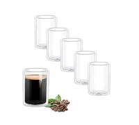 Wilmax - Bicchieri termici - 100 ml - Set di 6 - Bicchieri a doppia parete per acqua, tè, caffè, cocktail - Bicchieri da tè e bicchieri da caffè - per bevande calde e fredde, per acqua