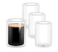 Wilmax - Bicchieri termici - 400 ml - Set di 4 - Bicchieri a doppia parete per acqua, tè, caffè, cocktail - Bicchieri da tè e caffè - Bicchieri per bevande calde e fredde - Bicchieri per acqua