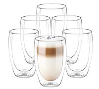 Wilmax - Bicchieri termici a doppia parete - Bicchieri da caffè, tè - 500 ml - Set da 6 - Bicchieri da latte macchiato - Bicchieri da cocktail - Tazze da cappuccino - Bicchieri da bibita