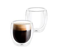 Wilmax - Bicchieri termici a doppia parete - Bicchieri per latte macchiato a doppia parete - 250 ml - Set di 2 - Bicchieri da caffè - Tazze da cappuccino, tè - Bicchieri da bere