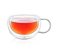 Wilmax - Bicchieri termici con manico - Set da 2-250 ml - Bicchieri da caffè a doppia parete - Set di bicchieri da latte macchiato, da cappuccino con manico - da tè, da bere - Tazza termica