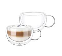 Wilmax - Bicchieri termici con manico - Set da 2-300 ml - Bicchieri da caffè a doppia parete - Set di bicchieri da latte macchiato - Bicchieri da cappuccino tè, da bere