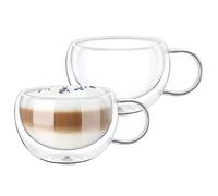 Wilmax - Bicchieri termici con manico - Set da 2-400 ml - Bicchieri da caffè a doppia parete - Set di bicchieri da latte macchiato - Bicchieri da cappuccino tè, da bere