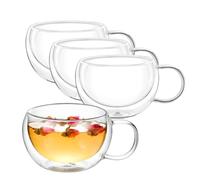 Wilmax - Bicchieri termici con manico - Set da 4-300 ml - Bicchieri da caffè a doppia parete - Set di bicchieri da latte macchiato, da cappuccino con manico - da tè, da bere - Tazza termica