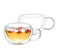 Wilmax - Bicchieri termici con manico - Set di 2-400 ml - Bicchieri da caffè a doppia parete - Set di bicchieri da latte macchiato, da cappuccino con manico - da tè, da bere - Tazza termica