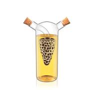 Wilmax - Bottiglia in vetro 2 in 1 per aceto e olio - Set di dosatore per olio in 2 parti - 250 ml / 50 ml - Dosatore per aceto - Bottiglie da riempire