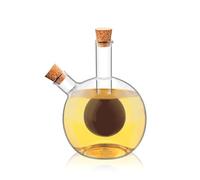 Wilmax - Bottiglia in vetro 2 in 1 per olio e aceto - Set di dosatore per olio in 2 parti - 300 ml / 60 ml - Dosatore per aceto - Bottiglie da riempire