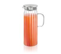 Wilmax | Caraffa in vetro con coperchio in acciaio inox | 1500 ml | Caraffa in vetro scanalato | Brocca per acqua per succo, acqua, tè freddo, latte | caraffa in vetro | Caraffa per acqua | Lavabile