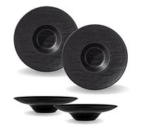 Wilmax - Ciotole profonde - 2 pezzi 27 cm / 250 ml - Piatti da pasta neri - Finitura in pietra naturale - Per pasta, zuppe, insalate, piatti principali - Piatto da minestra resistente ai graffi