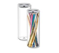 WILMAX - Contenitori in vetro con coperchio in metallo - Barattoli per spezie - Contenitori con coperchio a vite - Organizer per la cucina - Lavabili in lavastoviglie Set da 2 2000 ml