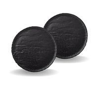 Wilmax - Piatti - 2 pezzi in porcellana - Piatti piani neri - Imitazione pietra - piatti per diversi tipi di pietanze, uso domestico, ristorazione - Smalti a mano - Lavabili in lavastoviglie