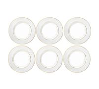 Wilmax - Piatti con motivo dorato - 6 pezzi - Ø 15 cm - Piatti da dessert in porcellana bianca - Piatti piani - Lavabili in lavastoviglie - Piatti da colazione - Piatti da dessert