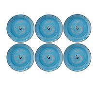 Wilmax - Piatti da dessert COLORBOOM - Set da 6 - Diametro: 20 cm - Per servire snack - Design moderno - Pratici - Lavabili in lavastoviglie - Porcellana smaltata - Colore blu
