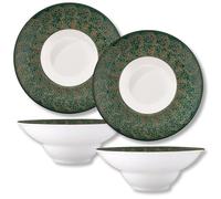 Wilmax - Piatti decorativi - 2 pezzi - Ø22,5 cm - Piatti fondi in porcellana - Lavabili in lavastoviglie - Piatti da colazione - Piatti da dessert