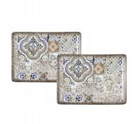 Wilmax - Piatto decorativo - 2 pezzi - 23,5 x 17 cm - rettangolare in porcellana - Lavabile in lavastoviglie - da colazione - da dessert