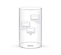 Wilmax - Candelabro in vetro termico, per 3 candelabri trasparenti, candelabri da tavolo, portacandele per esterni, di alta qualità