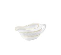 Wilmax - Salsiera in porcellana con motivo dorato - 230 ml - Bianco - Salsiera con manico - per salse, condimenti, panna, brodo - Lattiera con beccuccio