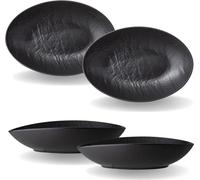Wilmax Set di ciotole ovali 2 pezzi in porcellana nera WL-661120/A2