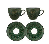 Wilmax - Tazza da caffè in porcellana - Tazza da caffè pistacchio e verde 300 ml con piattino 15 cm - Tazza per tè, caffè, cappuccino - in porcellana