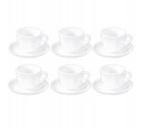 Wilmax - Tazze con piattini - Set da 6-110 ml - porcellana - Bianco - Servizio da tavola per 6 persone - Set di tazze per caffè, tè, dessert e tè