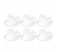 Wilmax - Tazze con piattini - Set da 6-190 ml - porcellana - Bianco - Servizio da tavola per 6 persone - Set di tazze per caffè, tè, dessert e tè