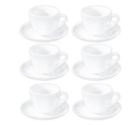 Wilmax - Tazze con piattini - Set da 6-300 ml - porcellana - Bianco - Servizio da tavola per 6 persone - Set di tazze per caffè, tè, dessert e tisane