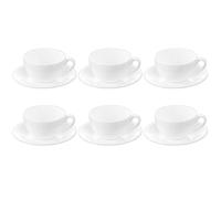 Wilmax - Tazze con piattini - Set da 6-400 ml - porcellana - Bianco - Servizio da tavola per 6 persone - per caffè, tè, dessert e tisane
