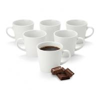 Wilmax - Tazze da tè e tazze da caffè - Set da 6-280 ml - Tazze da caffè in porcellana - Set per tè, caffè, cappuccino - porcellana - Bianco