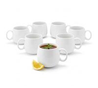 Wilmax - Tazze da tè e tazze da caffè - Set da 6-400 ml - Tazze da caffè in porcellana - Set per tè, caffè, cappuccino - porcellana - Bianco
