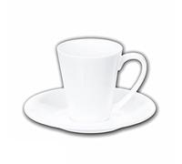 Wilmax | Olivia tazze con piattini | set da 2 | 110 ml | tazze da caffè in porcellana | bianco | set di stoviglie per 2 persone | set di tazze per caffè, tè, dessert | servizio caffè e servizio da tè