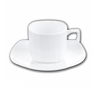 Wilmax - Tazze OLIVIA con piattini - Set da 2-90 ml - Tazze da caffè in porcellana - Bianco - Servizio da tavola per 6 persone - Set di tazze per caffè, tè, dessert e tè