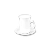 Wilmax - Tazze OLIVIA con piattini - Set da 6-120 ml - Tazze da caffè in porcellana - Bianco - Servizio da tavola per 6 persone - Set di tazze per caffè, tè, dessert e tè