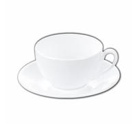 Wilmax - Tazze OLIVIA con piattini - Set da 6-250 ml - Tazze da caffè in porcellana - Bianco - per 6 persone - Set di tazze per tè, dessert