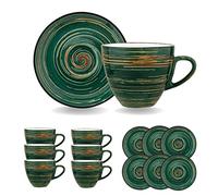 Wilmax - Tazze SPIRAL con piattini - Set da 6-300 ml - Set di tazze - Tazze da caffè in porcellana - Tazze da tè - Bicchieri per bevande, dessert, caffè - Design moderno