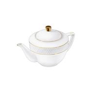 Wilmax - Teiera con motivo dorato - 900 ml - Caffettiera in porcellana - Servizio da tè di alta qualità - Ideale come regalo - Bianco - Per caffè, tè - Ergonomica