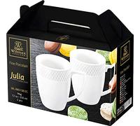 Wilmax WL-880108/2C - Set di 2 bicchieri in porcellana, 350 ml, colore: Bianco