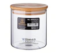 Wilmax WL-888502/A - Barattolo in vetro borosilicato con coperchio in bambù, capacità 600 ml,Multicolore