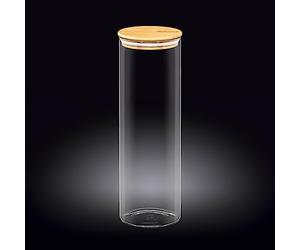 Wilmax WL-888510/A - Barattolo in vetro borosilicato con coperchio in bambù, capacità 2000 ml