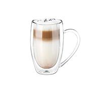 Wilmax WL-888741/a tazza a doppia parete, capacità 400 ml, vetro termico a doppia parete, (bicchieri d'acqua da 400 ml), tazze da caffè in vetro a doppia parete, tazze da caffè, tazze da tè